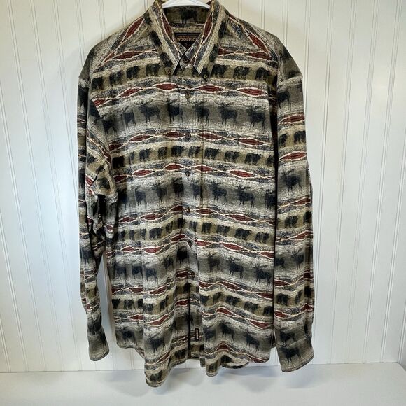 Vtg 90s Woolrich Moose & Bear Flannel‎ Shirt Mens XL Hunting Western Long Sleeve - Picture 11 of 11